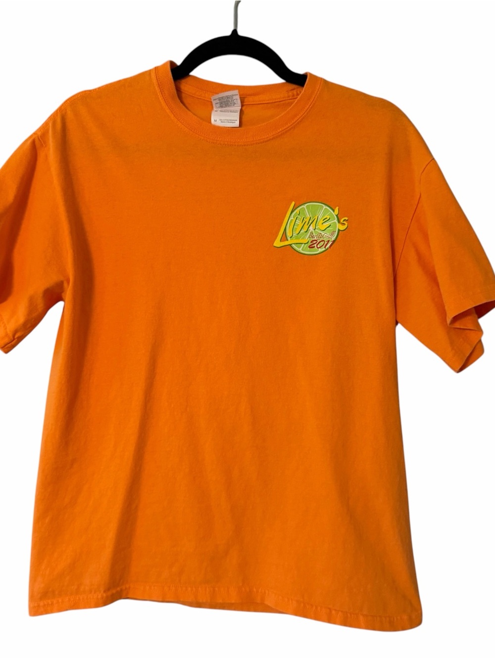 Lime’s Orange Graphic Crawfish Tee Shirt Men’s Size Medium 100% Cotton
